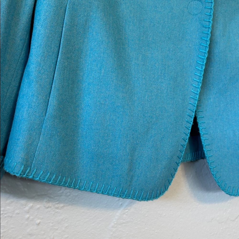 Akris Punto Cerulean Blazer Jacket 14 Snap Front WhipStitch trim Wool Cotton - Picture 9 of 10